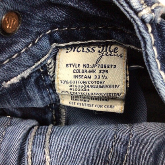 MISS ME Bling Jeans Signature Straight Denim Distressed Stretch Med Wash 24x31 - Picture 8 of 11